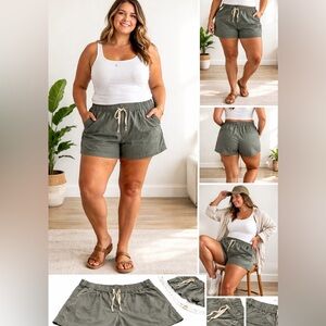 Pact Women’s Organic Cotton Lounge Shorts XL Green Drawstring Casual Summer